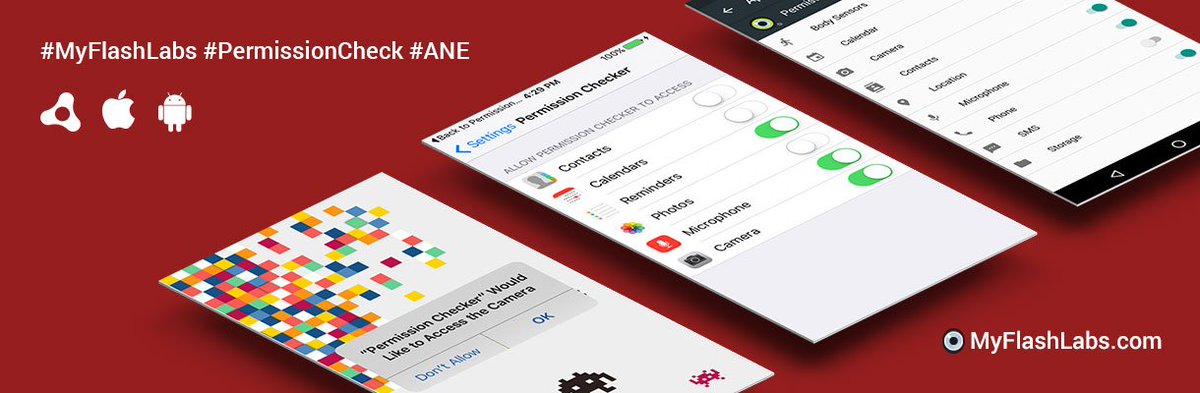myflashlab's tweet photo. https://t.co/IlrxGM1cZO
Check and request permissions such as Microphone, Photos, Contacts, Calendar, and more! #PermissionCheck #ANE V2.1.0 https://t.co/cIVqYLJ8Mb