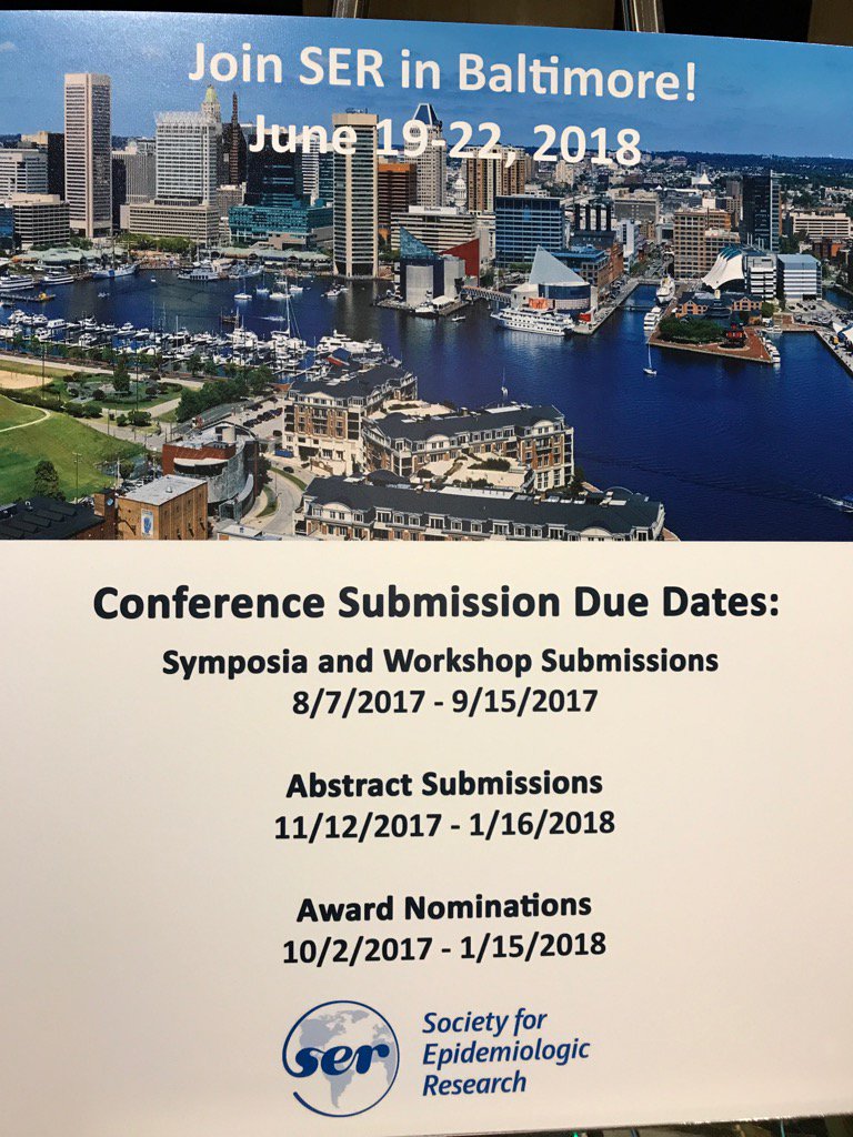 societyforepi's tweet photo. Thanks for a great #SER50! Record # of abstract submissions and attendees! See you in Baltimore #SER2018 https://t.co/FlFmv2VCHA
