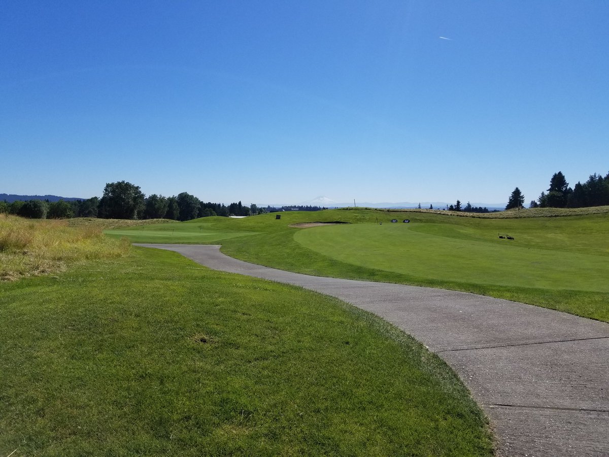 nuclearbeard's tweet image. Walked 18 holes today, saw some cool views of Mt. Hood. Now off to imbibe on some wine. For free!