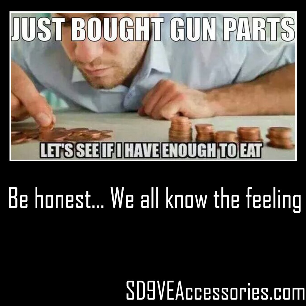 SD9VEAccessorie's tweet photo. Happy Friday everyone! Don't spend ALL your money on gun parts this weekend ;) #sd9ve #sd9veaccessories #happyfriday https://t.co/FpPMfjMwFO https://t.co/DHkuU7I2Bi