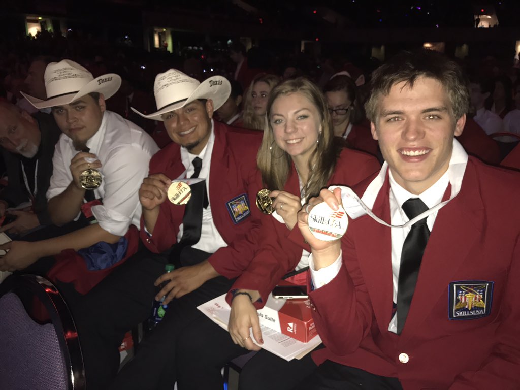 randypittenger's tweet photo. Our awesome @BeltonCTE TeamWorks NATIONAL CHAMPIONS Allan, Chloe, Andres & Joseph @SkillsUSA #NLSC2017 #GOLD #WeAreAllTigers #ILoveBelton https://t.co/ldq4EPnEho