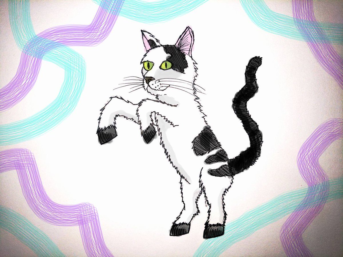 Jackdruce's tweet photo. New pod is out: 'A hoofed cat.' @becness drew this wonderful cat to celebrate. https://t.co/C3RAiHDXBc https://t.co/1kVL71MlPc