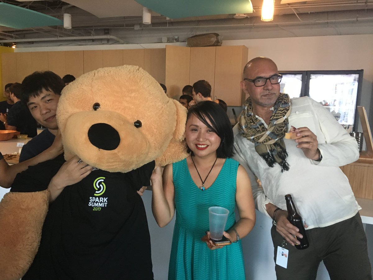 databricks's tweet photo. Happy Hour Fun Fact: Sparky is a XXXL. #yayDB #everyfriday #SparkSummit https://t.co/Lw5jMzjgKZ