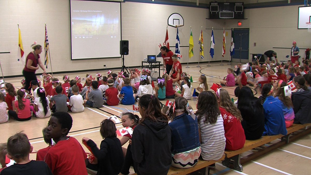 CFJC_Today's tweet photo. Westmount students celebrate Canada's 150th early | VIDEO: https://t.co/NfQUxMnwYR #Kamloops #canada150 #Kam150 via @DonnellyTV https://t.co/lbIEW6rX7j