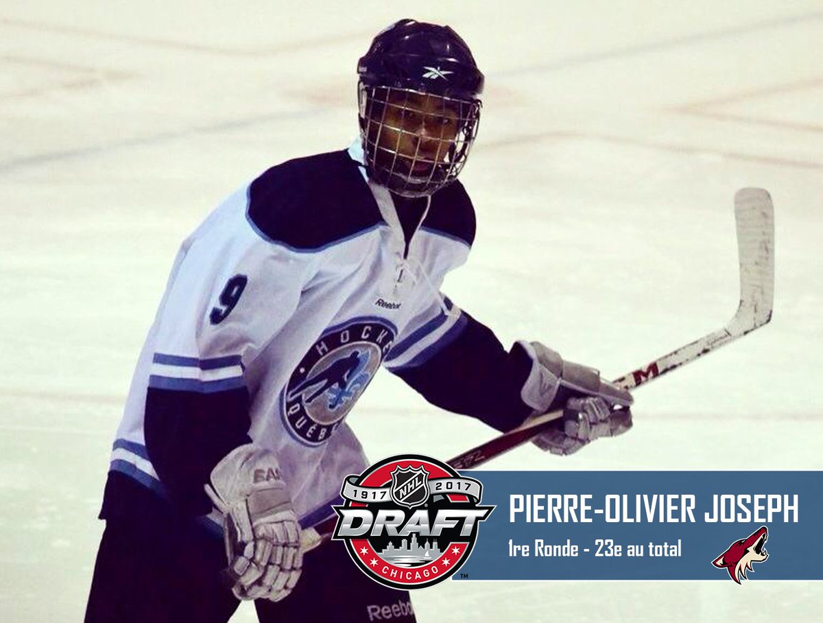 HockeyQuebec's tweet photo. Félicitations Pierre-Olivier Joseph sélectionné au 1er tour (23e total) par @ArizonaCoyotes @IslandersHKY @LHJMQ https://t.co/TSpTwD1634
