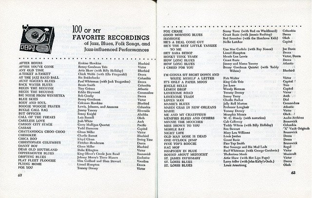 Langston Hughes picks his 100 favorite jazz recordings (1955). dld.bz/fRvPZ