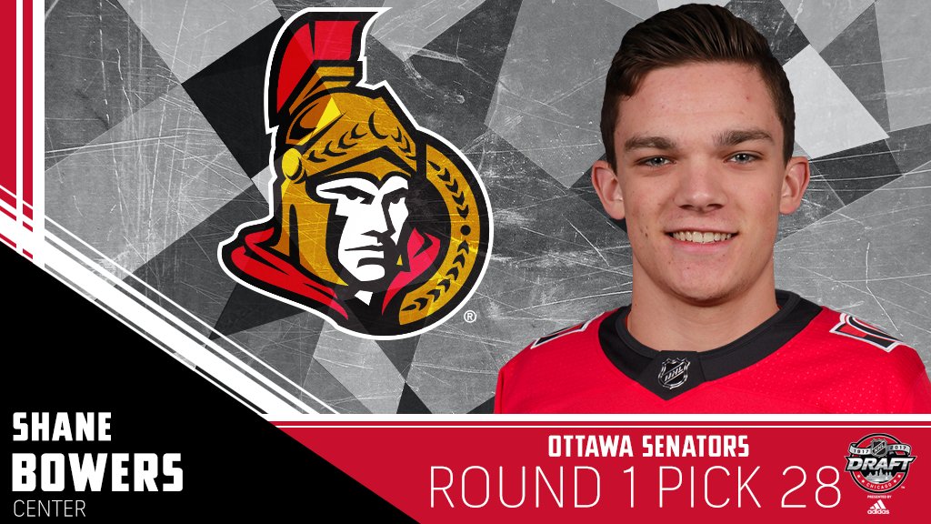 NHL's tweet photo. Shane Bowers is now part of the @Senators organization. #NHLDraft https://t.co/KLX36Al6sR
