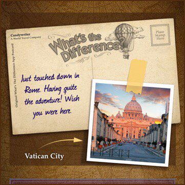 Coloradecomamma's tweet image. Just touched down in Rome!

WhatsTheDifferenceApp.com