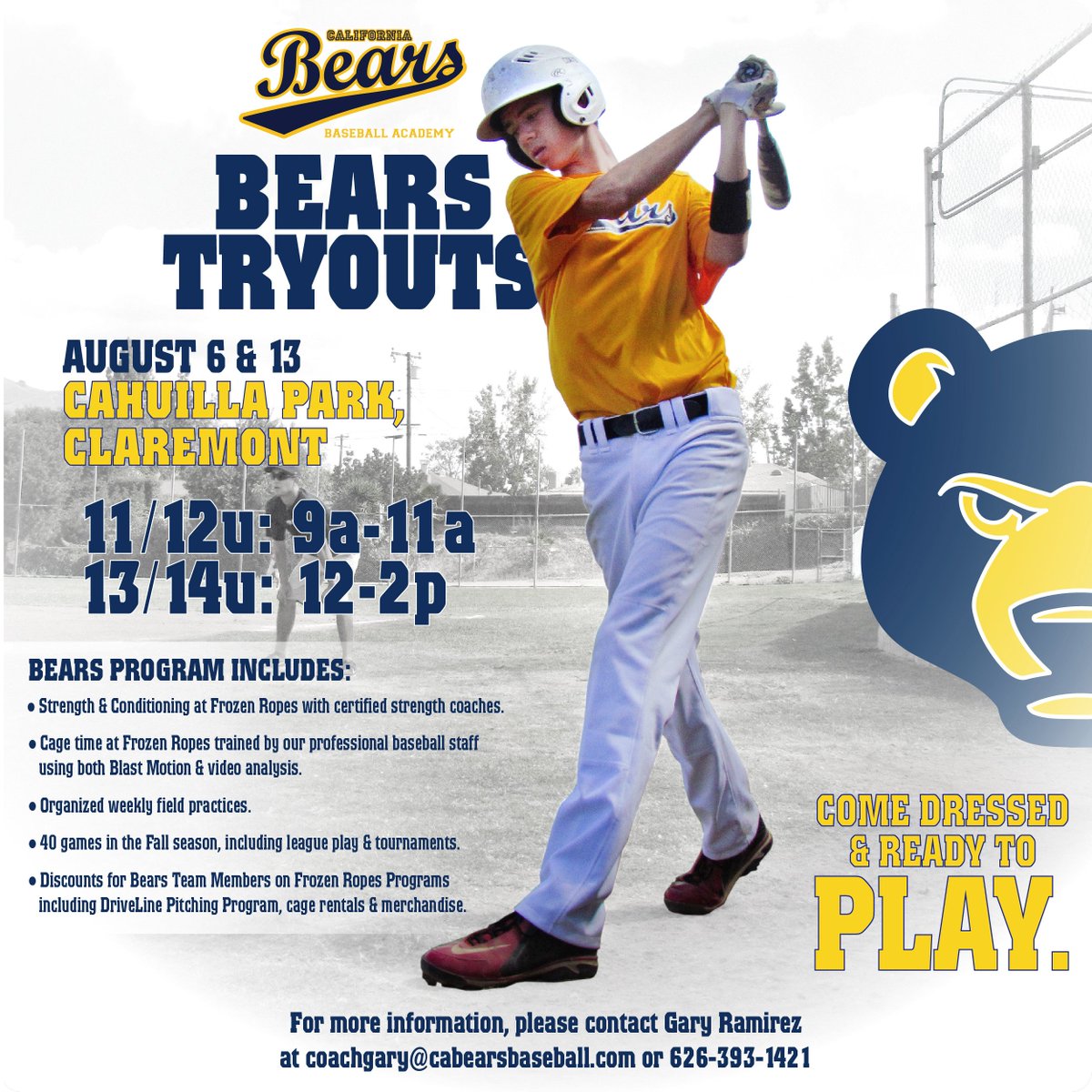 ThePitUpland's tweet photo. Save the date, peeps! We got some California Bears tryouts coming! details below.
#Baseball #TravelBall #CABears https://t.co/e93vLpHpxw
