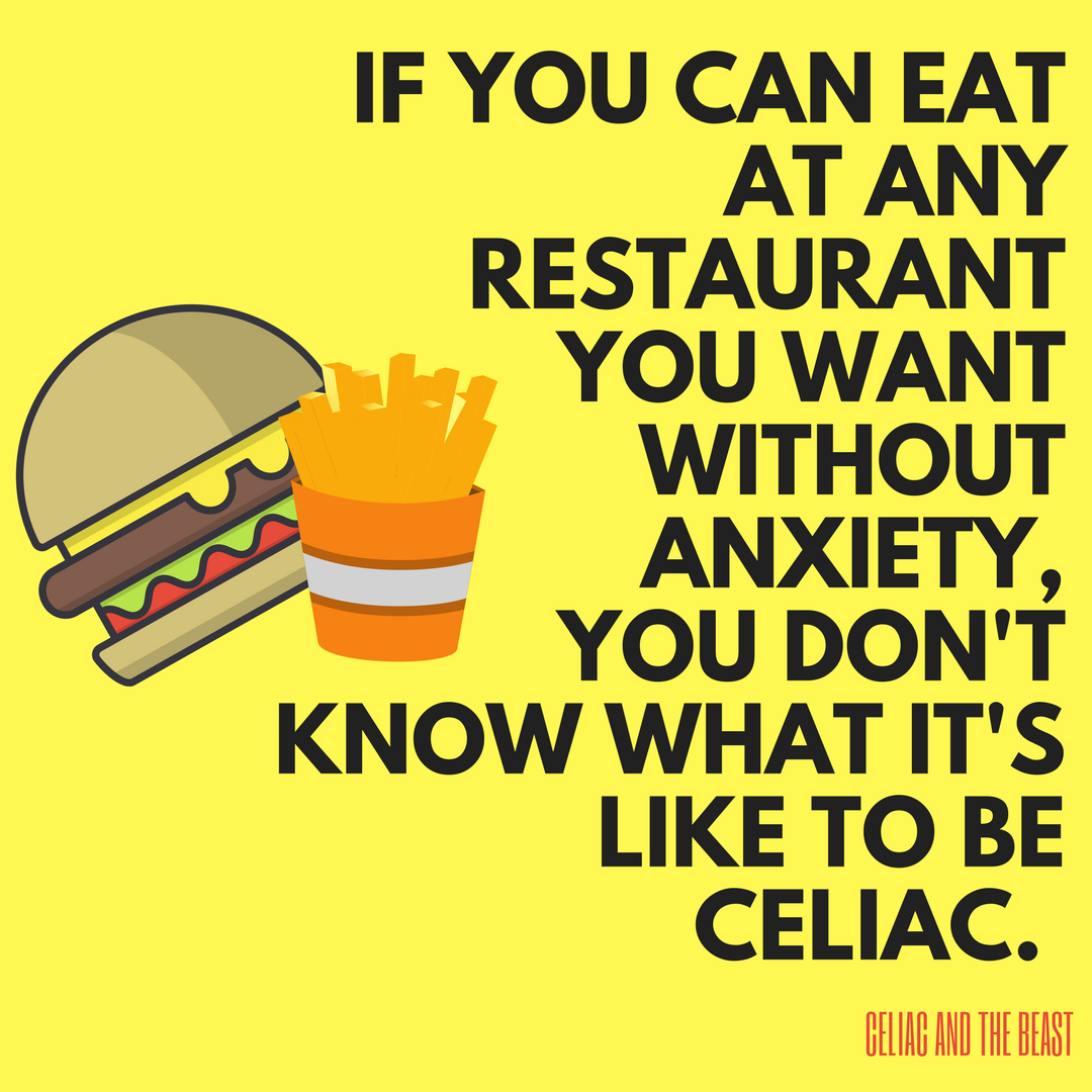 CeliacBeast's tweet photo. If you have #celiac disease, you don't just get to go to any restaurant you want to. Dining out requires research! #CDAM17 https://t.co/DiUKTbxXYh