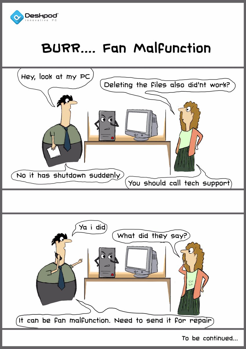 deskpods's tweet photo. Does your CPU irritates you also with Fan malfunction ??Follow us Podomic #comic #series read our #episode every #Saturday cartoon #deskpod https://t.co/mKu8rGydGS