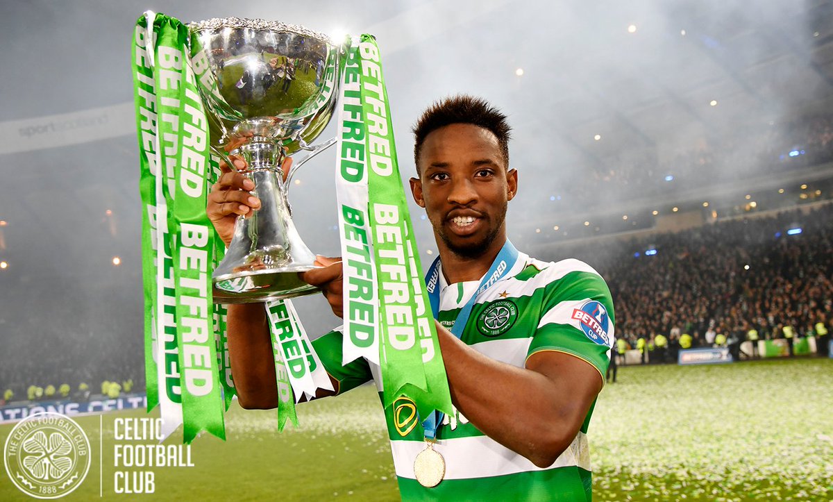 CelticFC's tweet photo. 1 year, 3 trophies and 32 goals since @MDembele_10 signed for #CelticFC! https://t.co/oJ76GB87QS