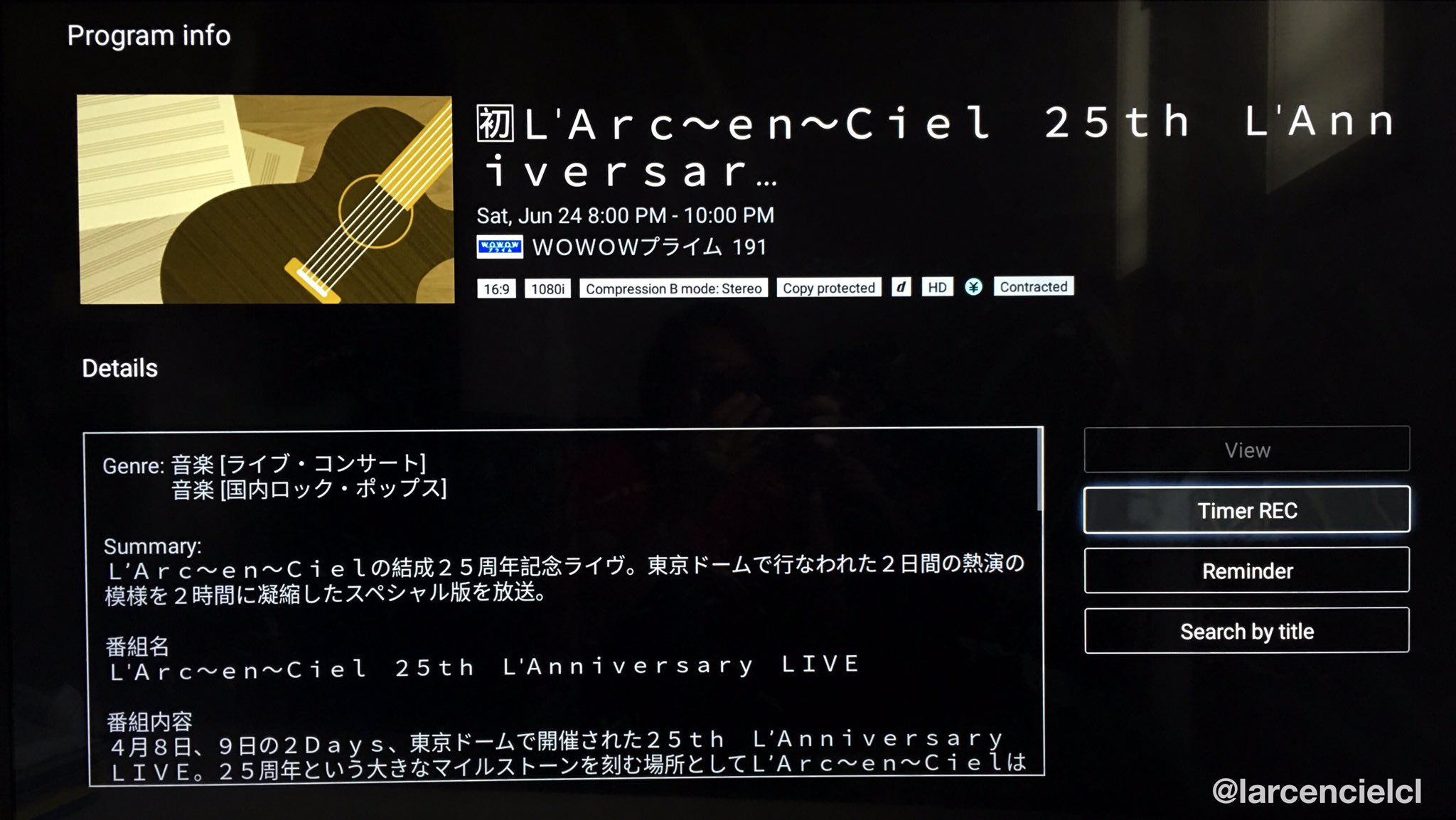 D Ark L Arc En Ciel 2 Hours Left L Arc En Ciel X Wowow L Anniversary Special Larcenciel ラルク Wowow