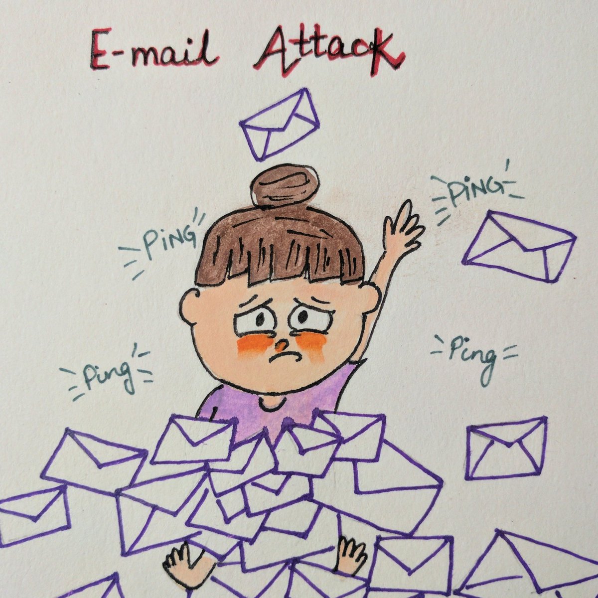 Notes_Pencil's tweet image. Run! Hide! Fir its a massive e-mail attack 😭😤😧 #email #Doodles #weekend #workmode