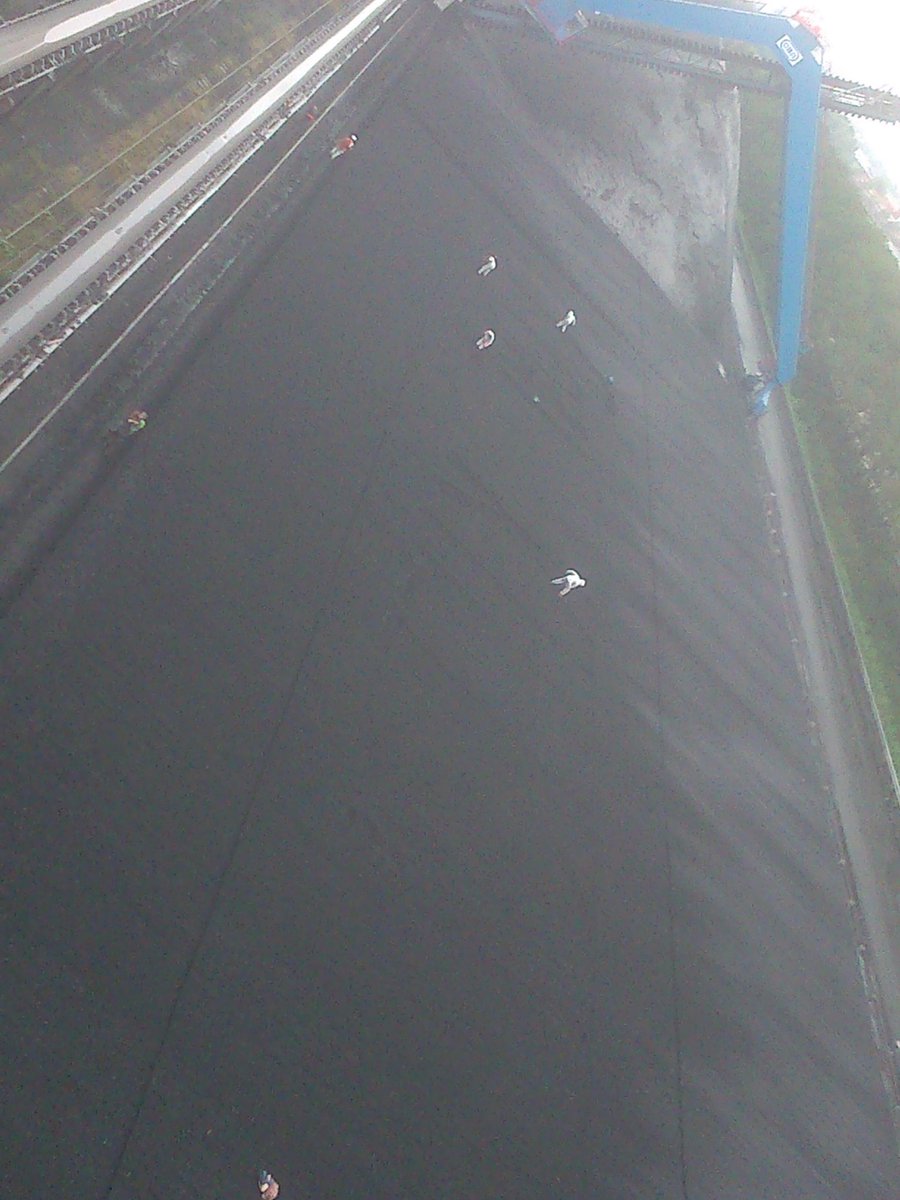 Activists #CodeRood write 'COAL KILLS!' in the safer part of the coalpile. <a href="/Klimaatactie/">codeROOD (Nederland)</a>