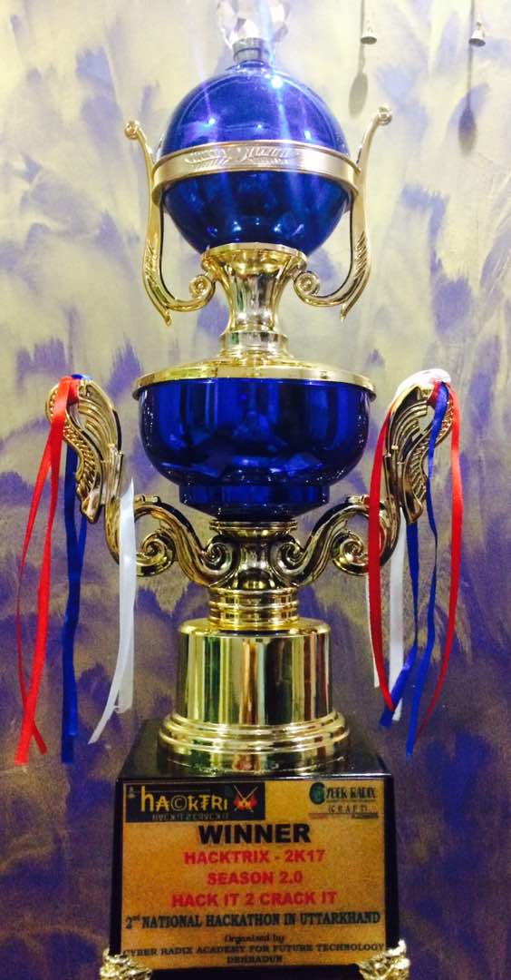 RealCyberGuru's tweet photo. 1st Look of the #HackTrix2k17 #trophy unveiled by @Ashokkumarips sir. #HackathonUK
Let the Battle begin on #26thJune at #CyberRadix https://t.co/EB3B8WGoAU