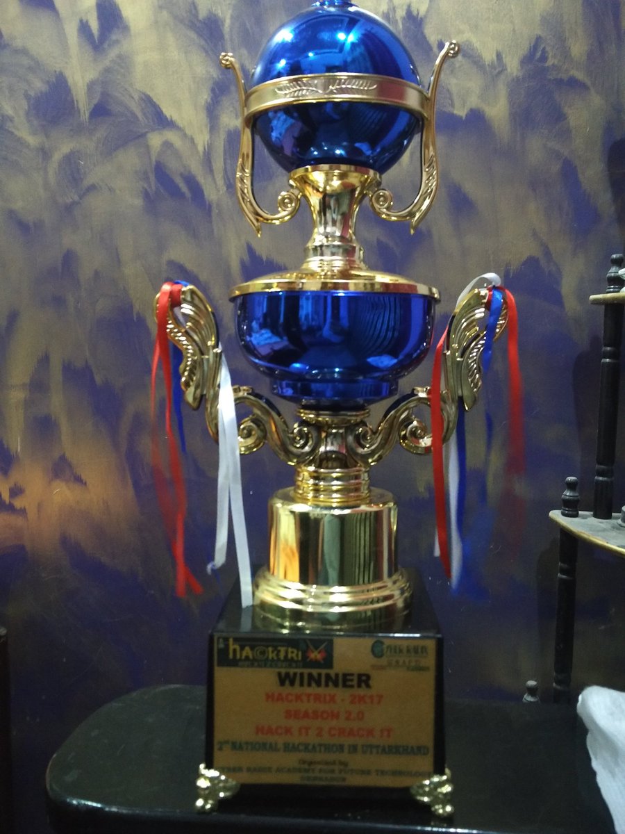 RealCyberGuru's tweet photo. 1st Look of the #HackTrix2k17 #trophy unveiled by @Ashokkumarips sir. #HackathonUK
Let the Battle begin on #26thJune at #CyberRadix https://t.co/EB3B8WGoAU