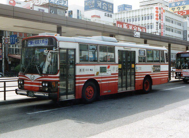 今日の広島バス。富士重工5E 社番103 P-UA32L