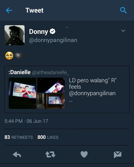 altheadanielle_'s tweet photo. #SupDons Pahabol Bes😂 @donnypangilinan 
If you still remember the "LD pero walang R" tweet. I'm glad we've been together often these days💕 https://t.co/9t8oWE5FPL