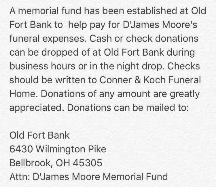 bellbrook_hs's tweet photo. Please retweet! Memorial Fund for DJ Moore established https://t.co/vsJsSJcHB5