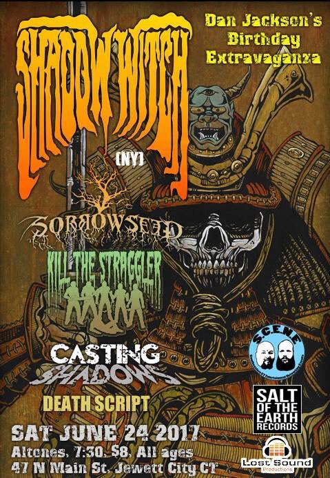 Sorrowseed's tweet photo. Tonight in CT!! #Sorrowseed #ShadowWitch #KillTheStraggler #CastingShadows #DeathScript #heavymetal #localmetal #NewEnglandMetal #blackmetal https://t.co/ewn25ZEhA9