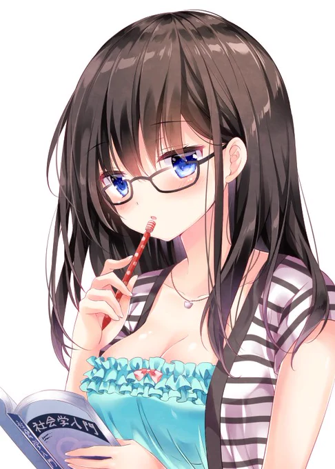 リクエストボックスより、黒縁眼鏡・黒髪・セミロング・巨乳・青目の女の子～ #リクエストボックス 