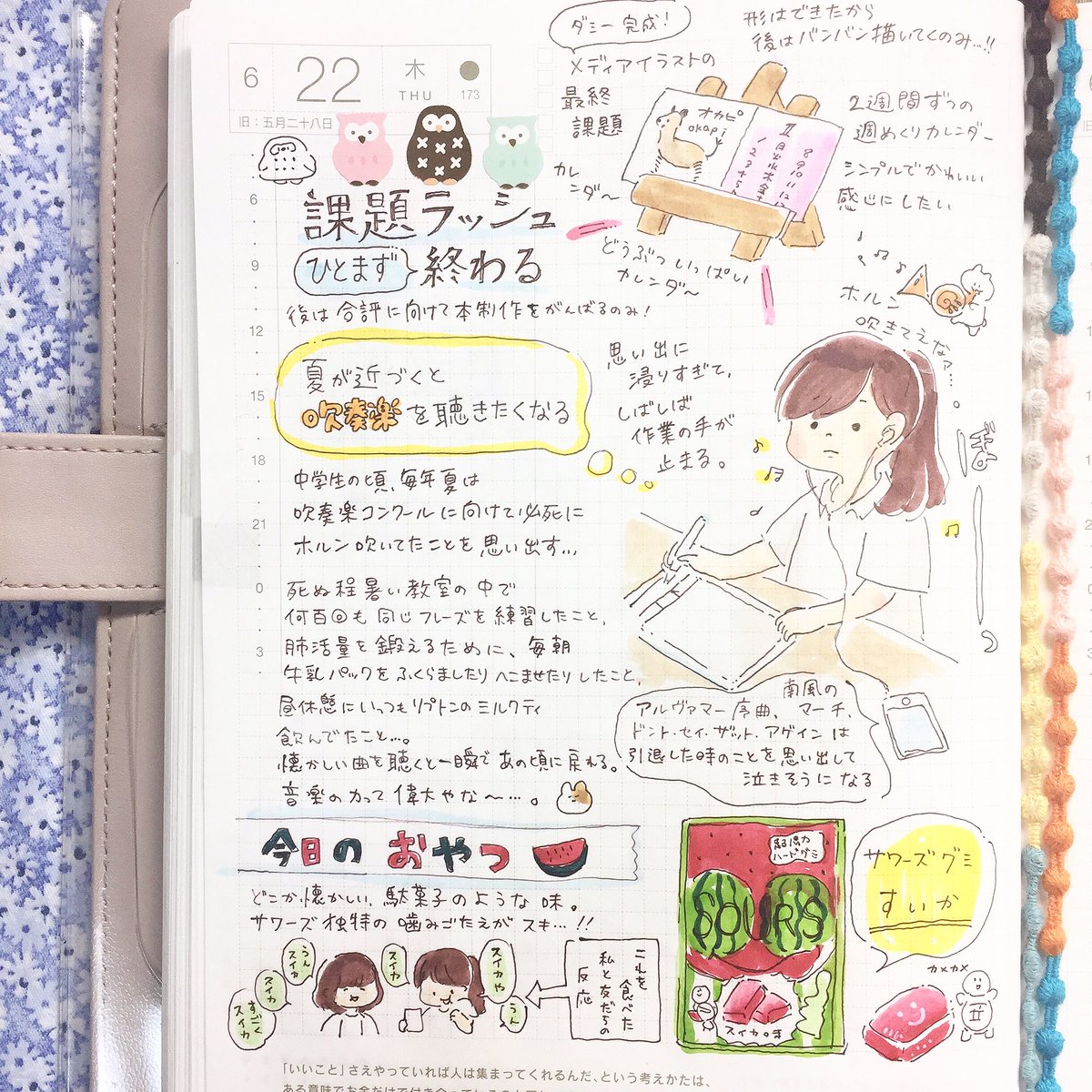 6月22日の #ほぼ日手帳
作業用BGMに吹奏楽曲を選ぶことが多くなった。コンクールで演奏した曲を聴くと、無意識のうちに指が動いてしまう...。
#こと日手帳