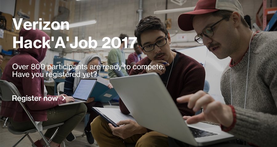 myamcat's tweet photo. 800+ participants are ready to compete. Are you?
Register Now #VerizonHackAJob2017
https://t.co/V0RUBHrEIM https://t.co/DuFB3akFM1