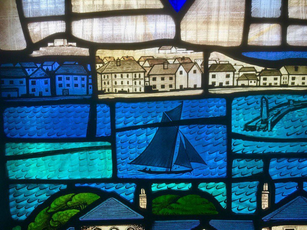 TimCCornwall's tweet photo. Detail from the enthralling window at St Uny Church #lelant #stives #cornwall #cornishchurches https://t.co/02baug5n3d