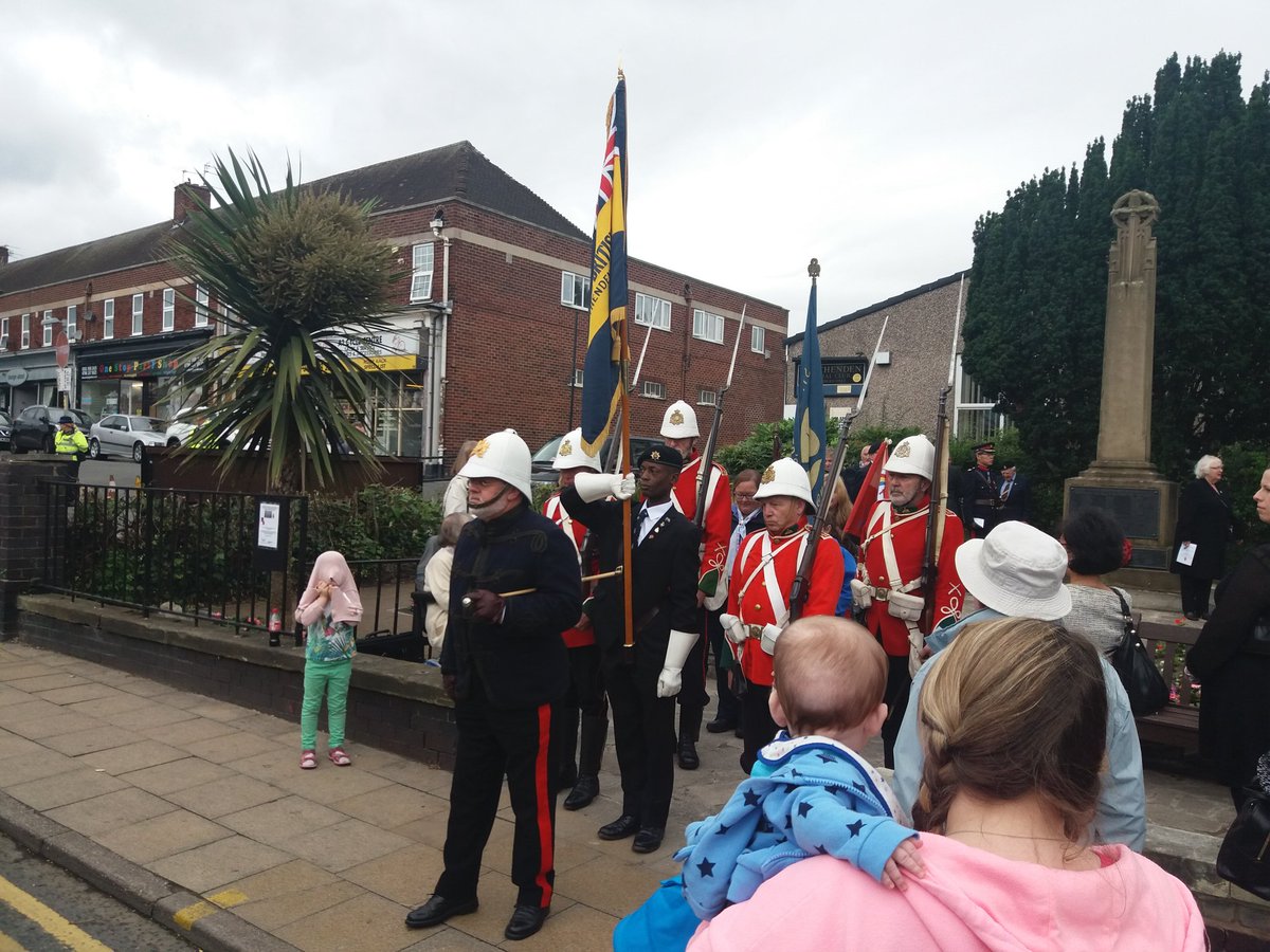 MCCWythenshawe's tweet photo. Colour Party leading service away from the monument #ArmedForcesDay https://t.co/kcA1kbLaT7