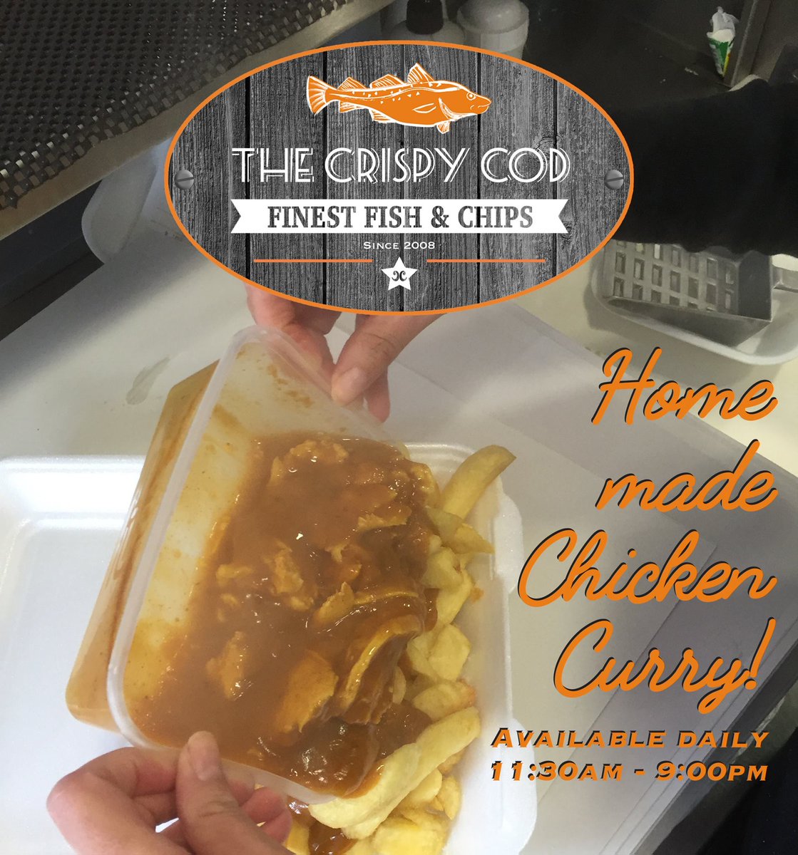 Thecrispycod's tweet photo. Disappointed after the Lions game? Come cheer yourself up with a Crispy Cod Take Home! Open now! #thecrispycod https://t.co/XXeKxhuXRT