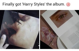 becauseofHES's tweet photo. Finally got 'Harry Styles' the album. 🌺 I'm so damn happy @Harry_Styles 💞 https://t.co/KOe3poCBHu
