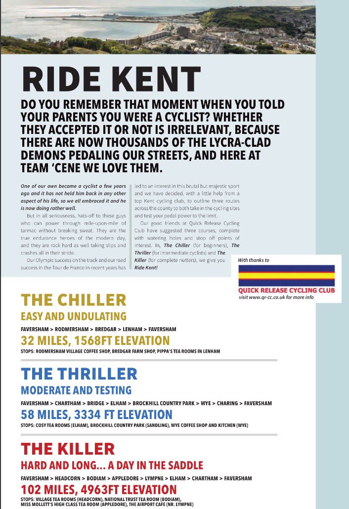 CeneMagazine's tweet photo. #Ride #Kent: The Chiller, The Thriller, The Killer - 3 #cycle routes to get stuck into #QRCC #cyclist #keepitkent https://t.co/kTk5MTDk8G https://t.co/CcoBtw2kn0