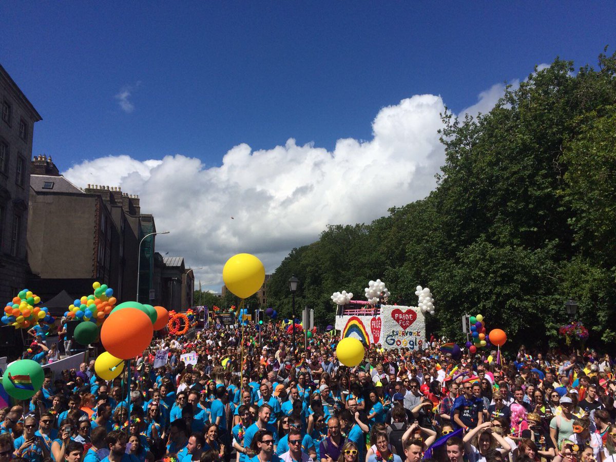 DublinPride's tweet photo. What a beautiful day to spend with all you beautiful people! Head over to St. Stephens Green until the #DublinPride parade kicks off @ 2pm. https://t.co/MQ7E6UO6D1