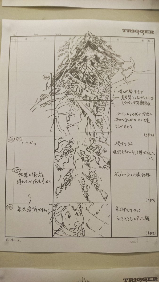 文房具カフェ×リトルウィッチアカデミア 展示 第1話絵コンテ:吉成曜 ② #LWA_jp 