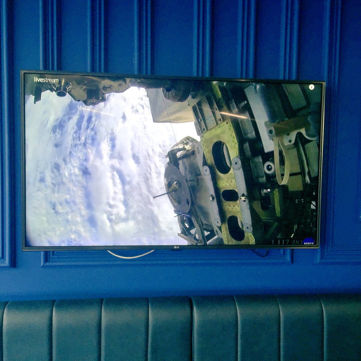 Nothing like a #Livestream from <a href="/NASA/">NASA</a> <a href="/Space_Station/">International Space Station</a> to make your office canteen extremely cool!  😎🌍☄️✨