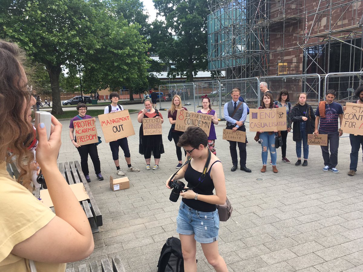 HWorsdale's tweet photo. Students & staff taking action to protect academic freedom at #WarwickOpen today! #SaveOurStatute @YourWarwick @warwickuni https://t.co/IribeAVFqv