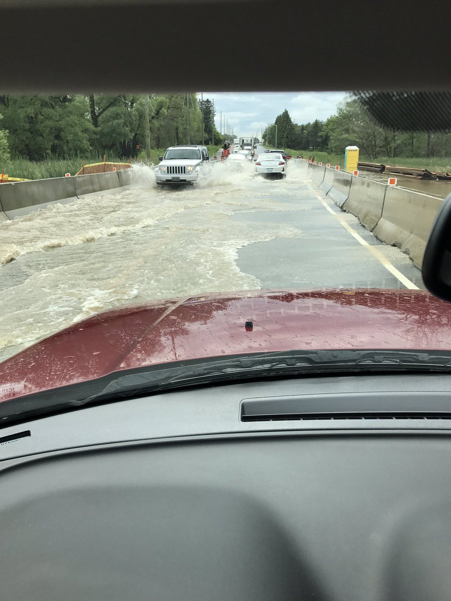 #Flooded after heavy rain. Road now closed ! Many #homes flooded  . @DKICanada members working all weekend to help across S. ONT