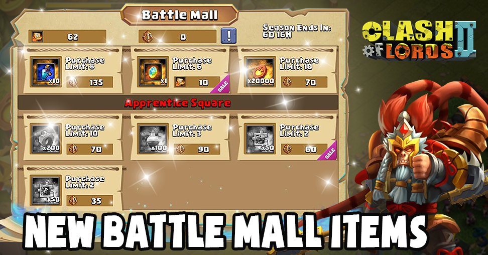 ClashOfLords2's tweet image. The Battle Mall will reset when this season ends! Here’s a preview of the new items!
