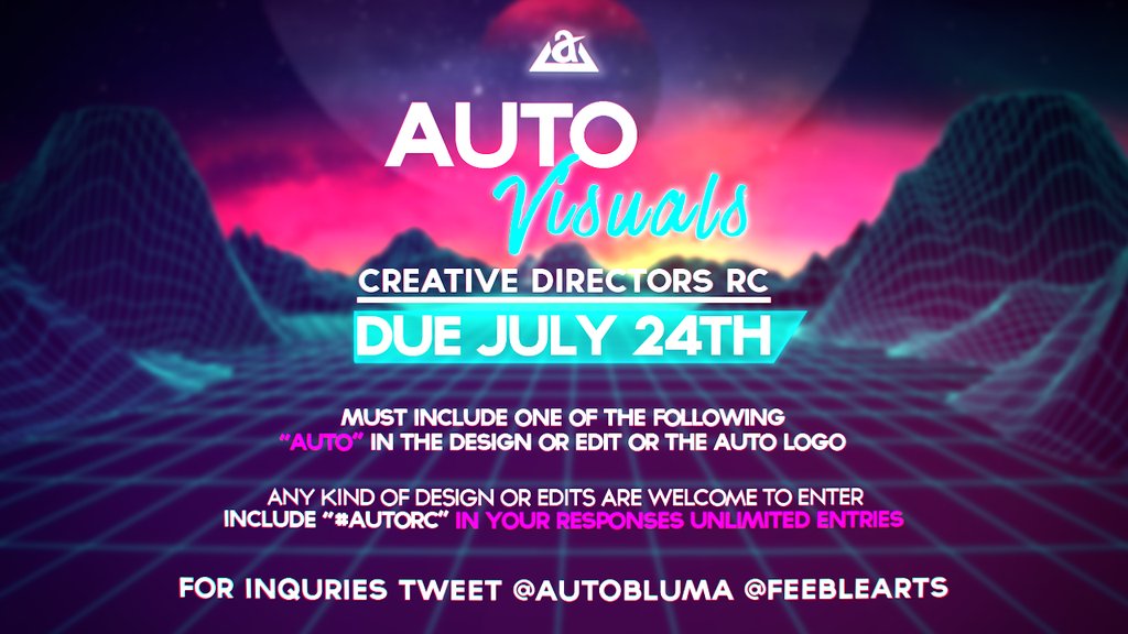AutomaticVisual's tweet photo. 2017 AutomaticVisuals Editor and Designer Recruitment Challenge!
Tweet your finished product with #AutoRC and tag @FeebleArts and @AutoBluma https://t.co/qwPd9A5OUV