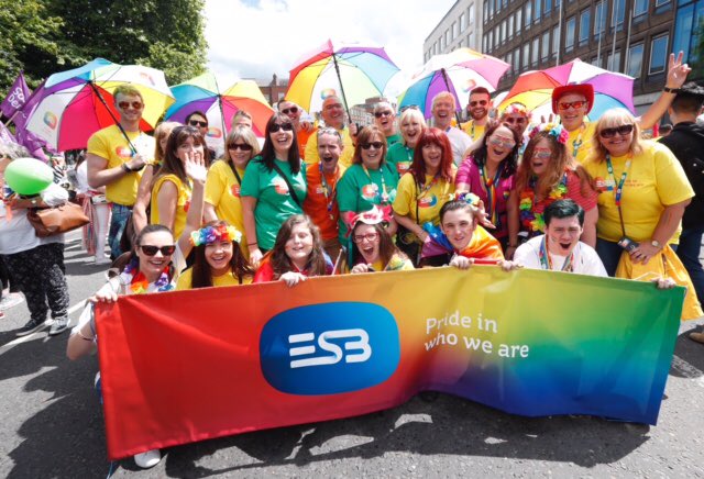 ESBGroup's tweet photo. Team ESB participating at #Pride2017. Representing and promoting ESB's fantastic 'Be Me' internal campaign #ESBCommunity https://t.co/9q1moEexro
