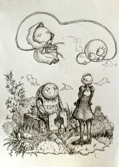君だって、きっと、命にふさわしい
#amazarashi #命にふさわしい #NieR #ニーア #NieRAutomata #2B #ヨルハ二号B型 #イラスト #落書き #Doodle #アナログ #illustration #機械生命体 #不思議な置物 #DLC 