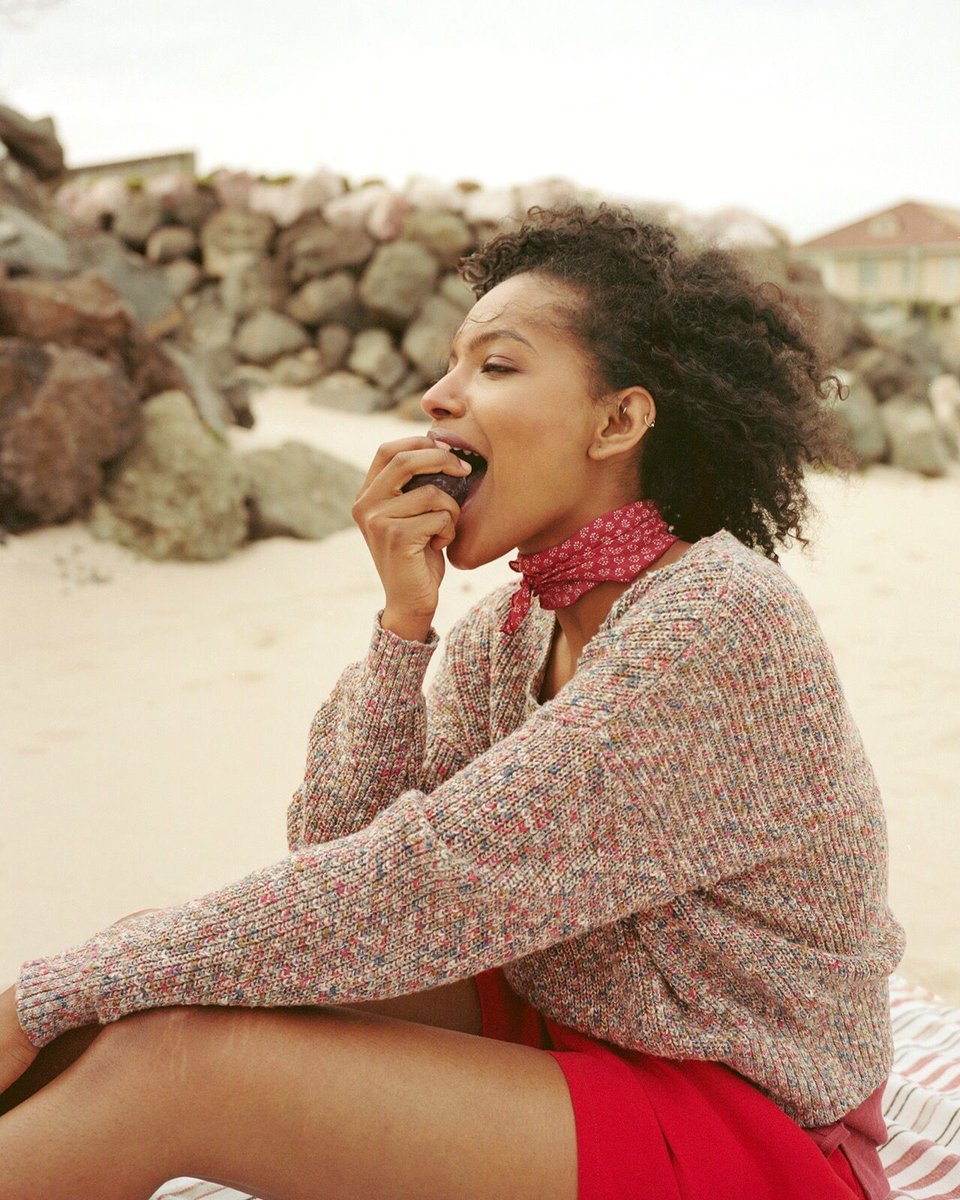 Snacks + our cozy Beach V-Neck = us all weekend. (Psst, it's back in stock. Grab one before they're gone.)