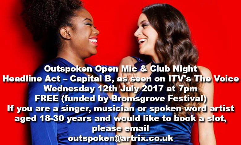 ArtrixArts's tweet photo. Not long until Outspoken Open Mic &amp; Club Night headlined by the Voice's @_CapitalB
And best of all? It's free! https://t.co/RdHqDXg1gJ