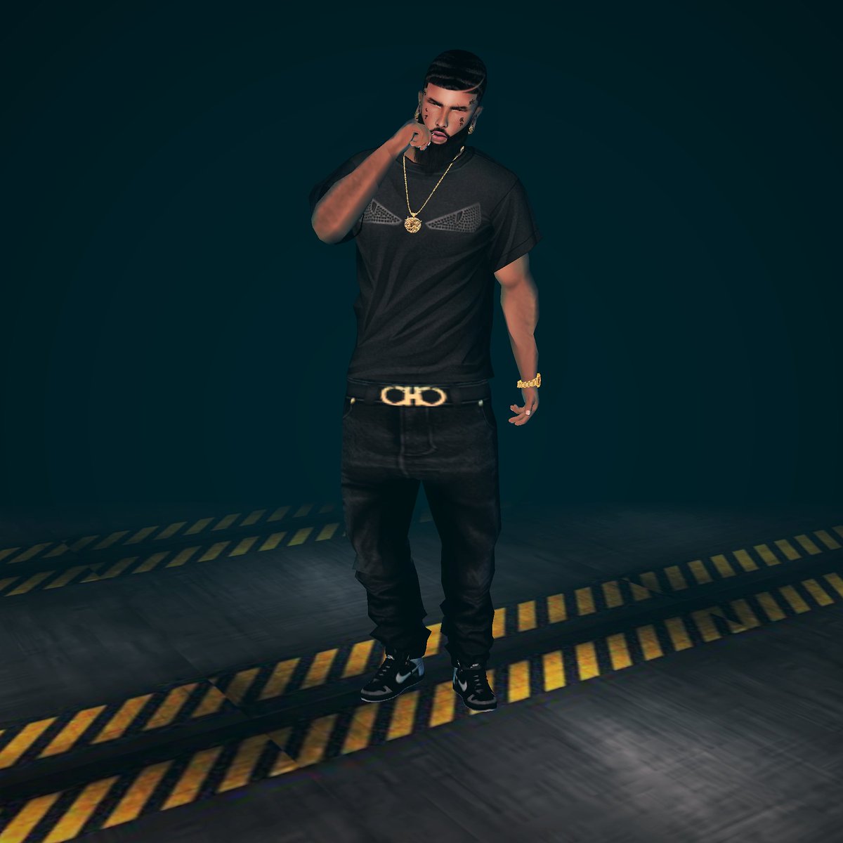 ONE_HEFF's tweet photo. BIG HEFF In my parking lot dressed in all black... #backinblack #imvufashion #imvu #imvunext #imvumodel #imvuphotography #1HEFF #fwm https://t.co/aiv2S2QfC2