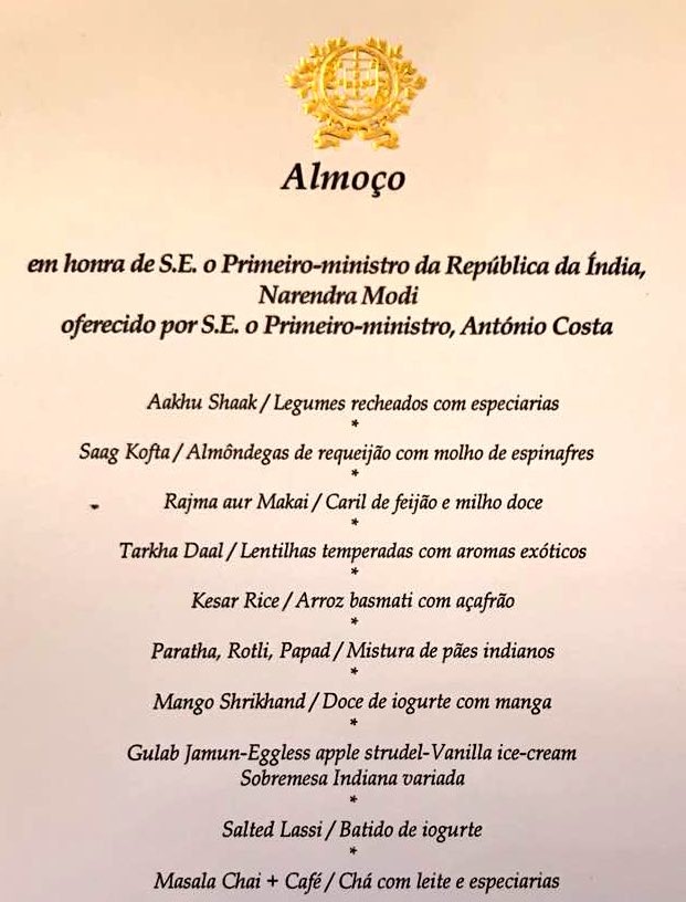 Gujarati food catered to Narendra Modi at lunch hosted by Portuguese Prime Minister