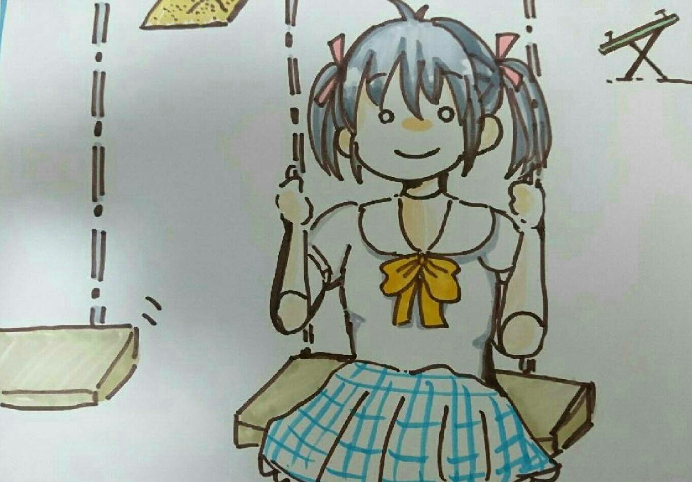 八木侑紀 メンバー企画の絵はこちらになります おにんぎょの女の子 ワ これね ほんとはもっと怖い夢なんだけど 話すとひえってなっちゃうと思ってステージではちょこっとさわりだけお話しました 気になるという怖いもの好きなあなたは今度私まで