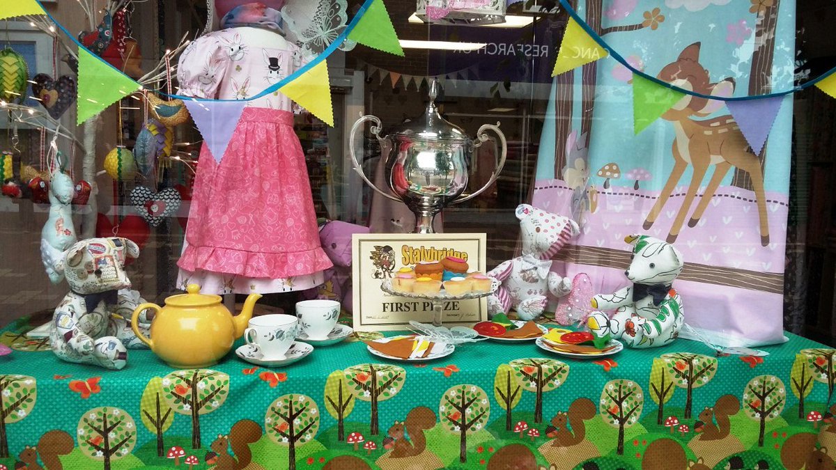 all_fabrics's tweet photo. Thank you carnival judges for awarding us first prize in the shop window comp. View carnival day and all next wk except Mon #Stalybridge https://t.co/O7DLPCwVfS