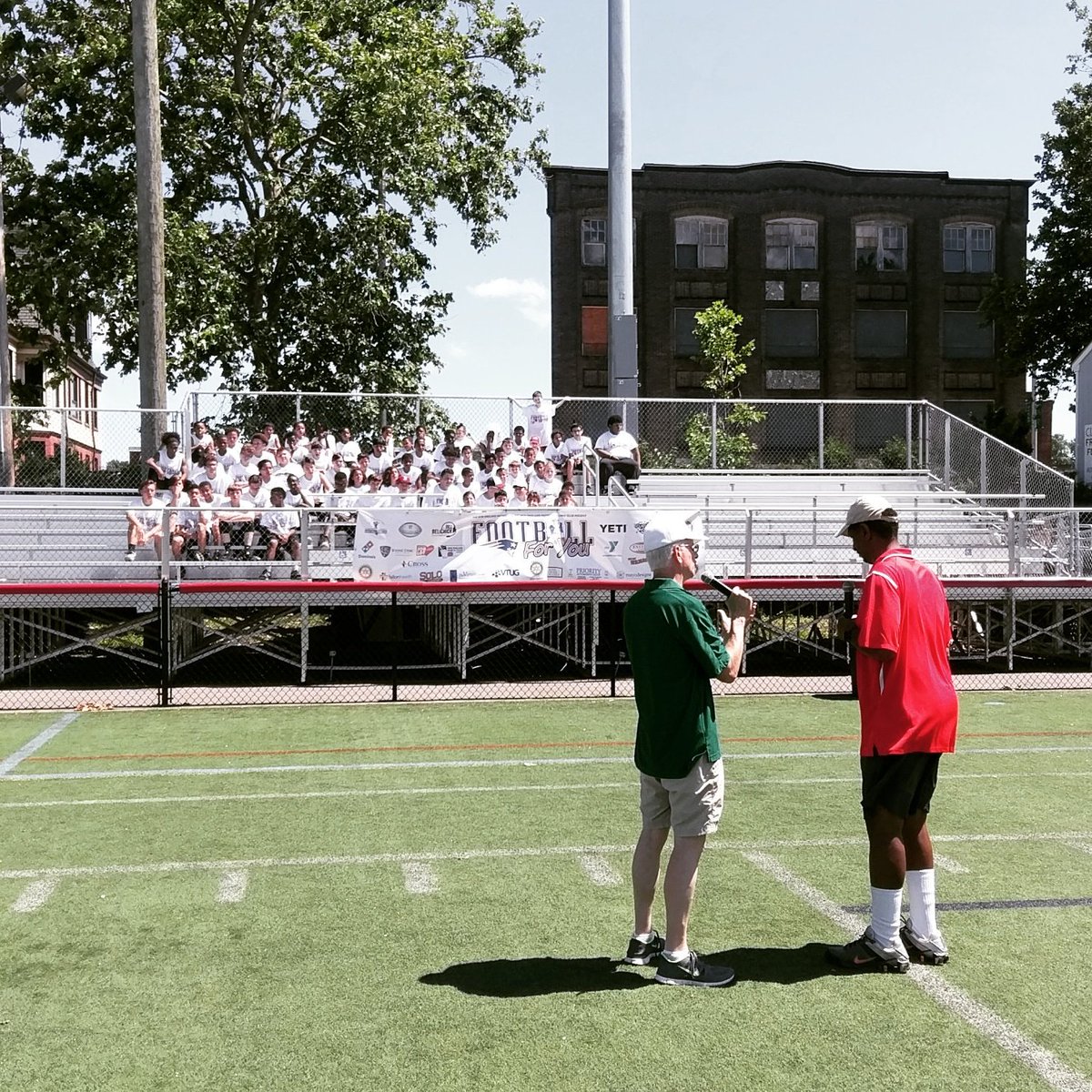 EvenFieldOrg's tweet image. .@ChuckWilson_EF interviewing Roland James at @NEPAC #FootballForYou in Providence.