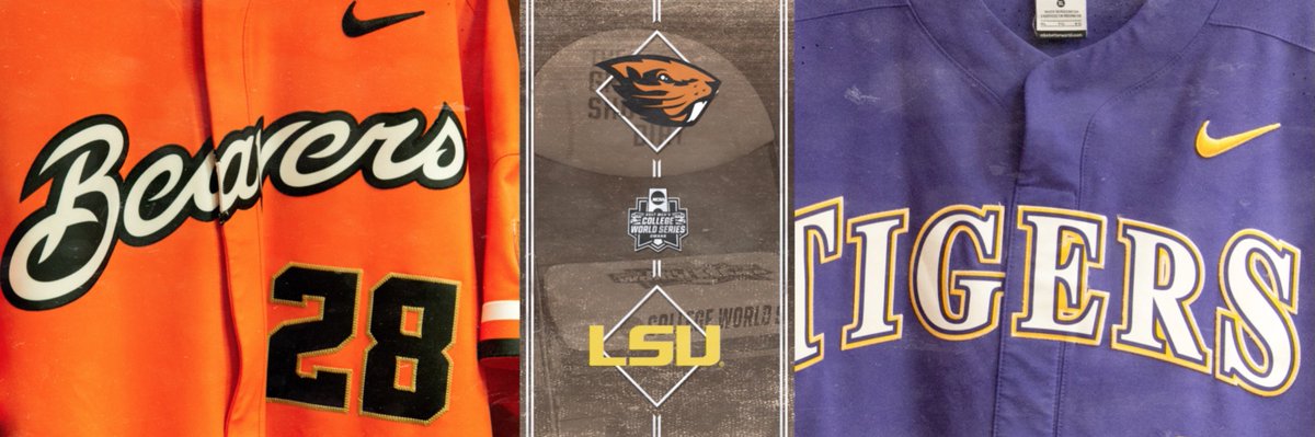 NCAABaseball's tweet photo. Orange. Purple.
Beavers. Tigers.

A lot of differences, but one similarity... Beautiful unis for today's game! 

#CWS #UniWatch https://t.co/mwAmFnu2zh